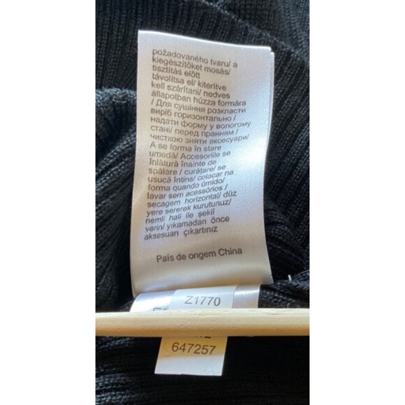 Black Long-Sleeve Sweater Dress With Belt Womens Size M Acrylic & Polyester Blen - Picture 5 of 5